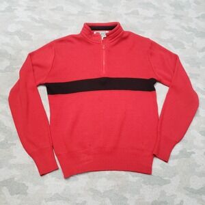 Vintage Snuggler Sweater Mens Small Red Quarter Zip Long Sleeve